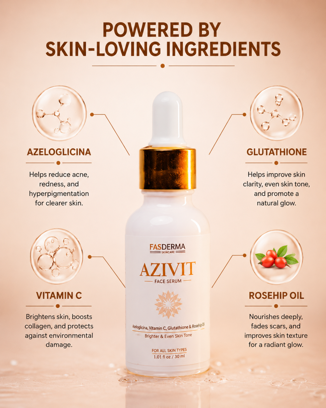 AziVit Serum 30ml - Vitamin C Fasderma India