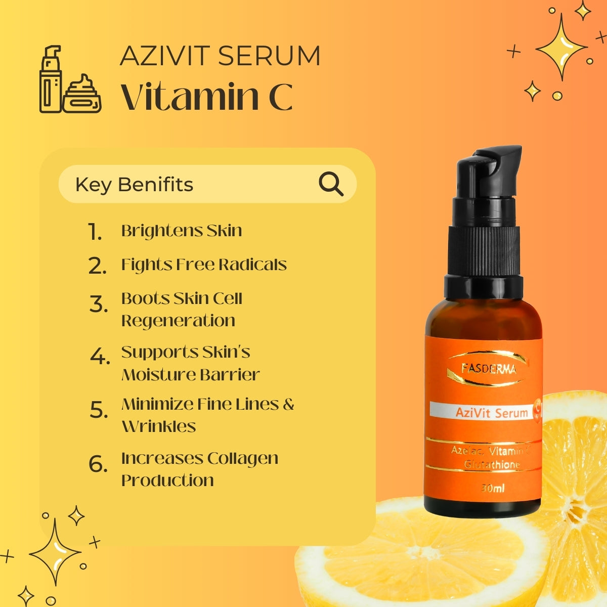 AziVit Serum 30ml - Vitamin C Fasderma India