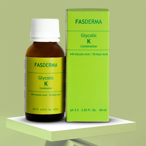 Glycolic K - 34% glycolic Acid / 5% Kojic Acid , 60 ML ( Active Acne, Pigmentation & Uneven Texture) Fasderma India