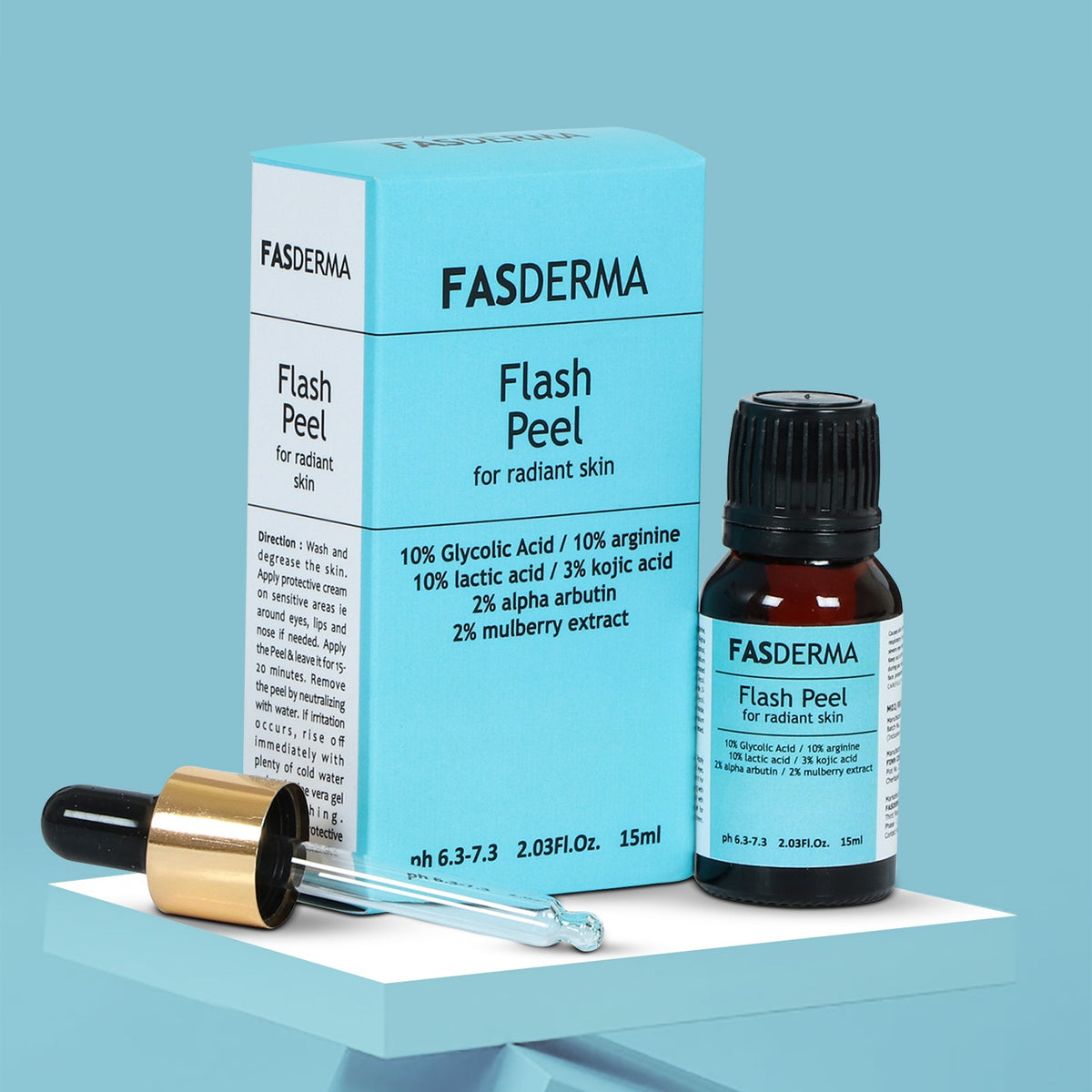 Radiant Skin Flash Peel- 10% Glycolic acid+2% Alpha Arbutin Fasderma India